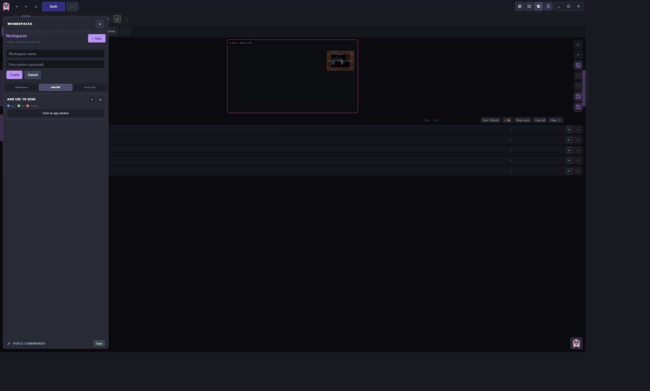 AIMEE Sesh application launcher