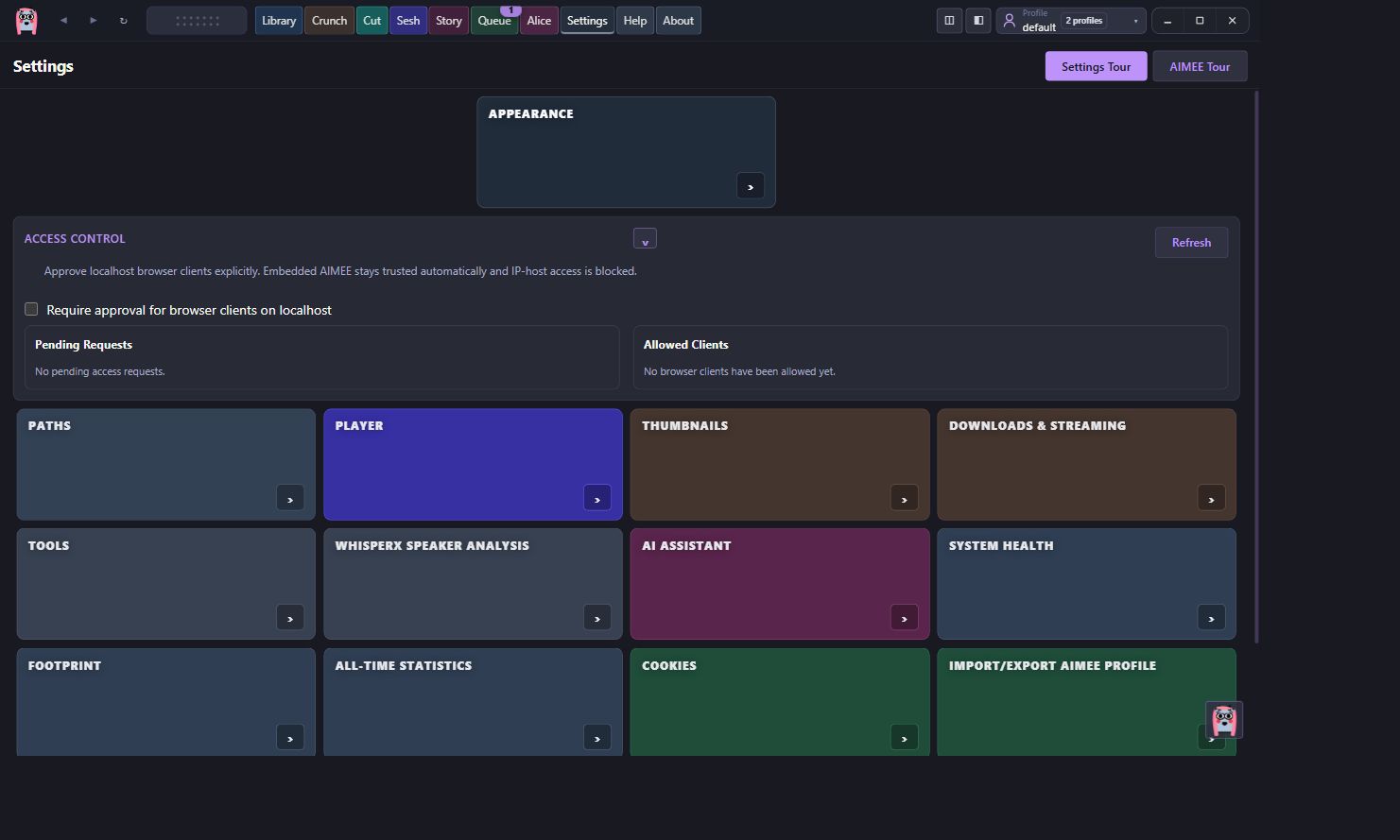 AIMEE Access Control settings expanded